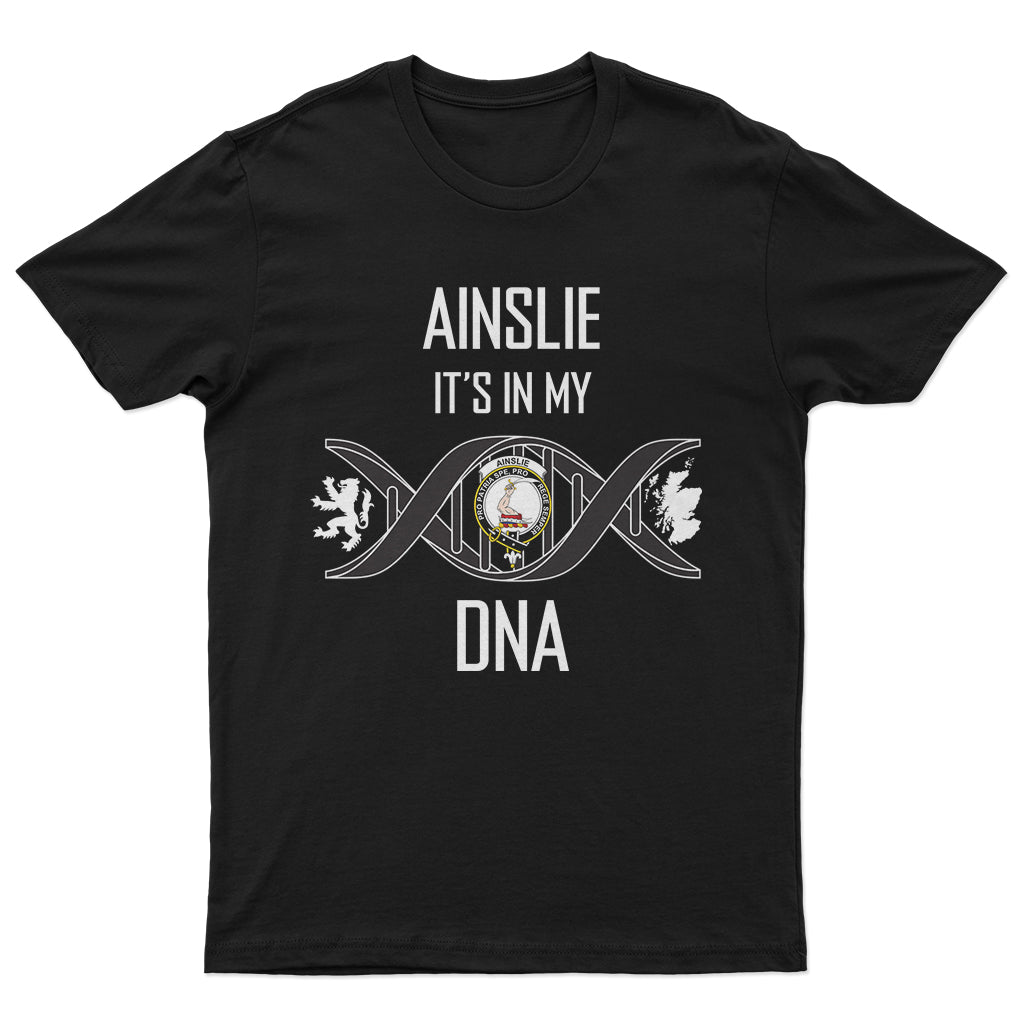 Ainslie Family Crest DNA In Me Mens T Shirt - Tartanvibesclothing