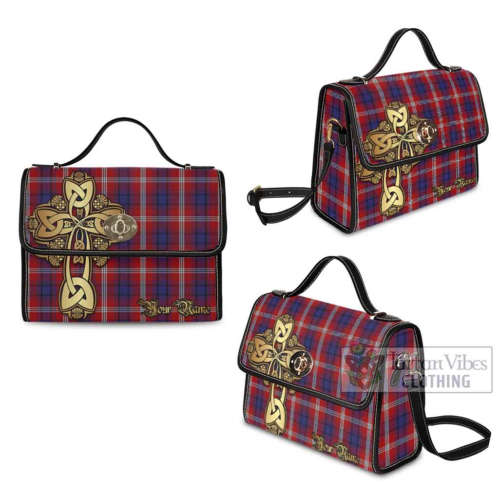 Tartan Vibes Clothing Ainslie Tartan Waterproof Canvas Bag Golden Thistle Celtic Cross Style