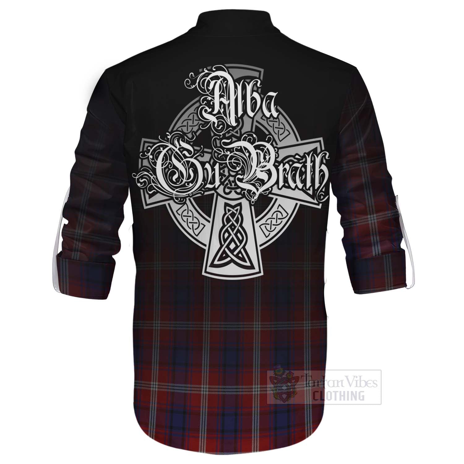 Tartan Vibes Clothing Ainslie Tartan Ghillie Kilt Shirt Featuring Alba Gu Brath Family Crest Celtic Inspired