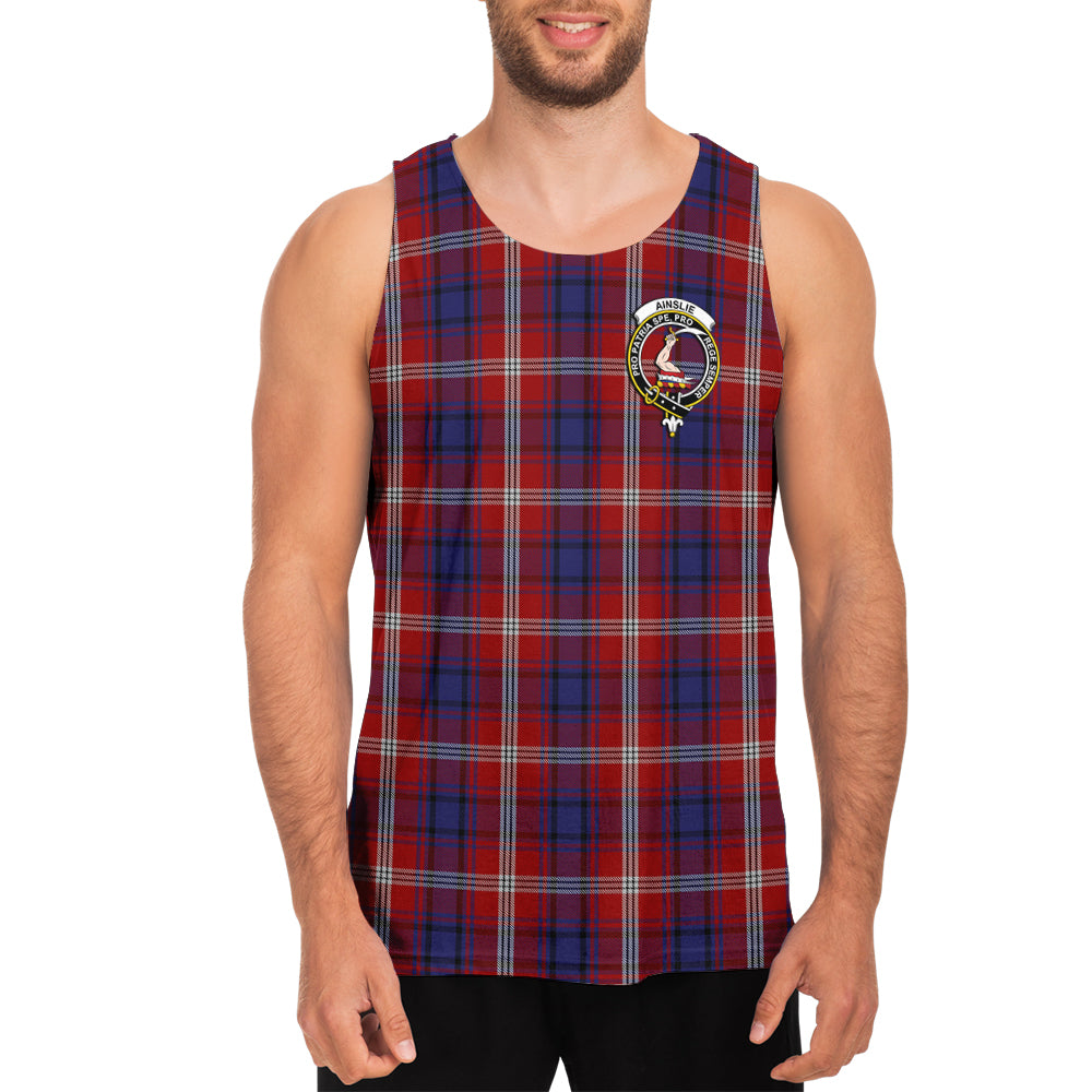 Ainslie Tartan Mens Tank Top with Family Crest - Tartanvibesclothing