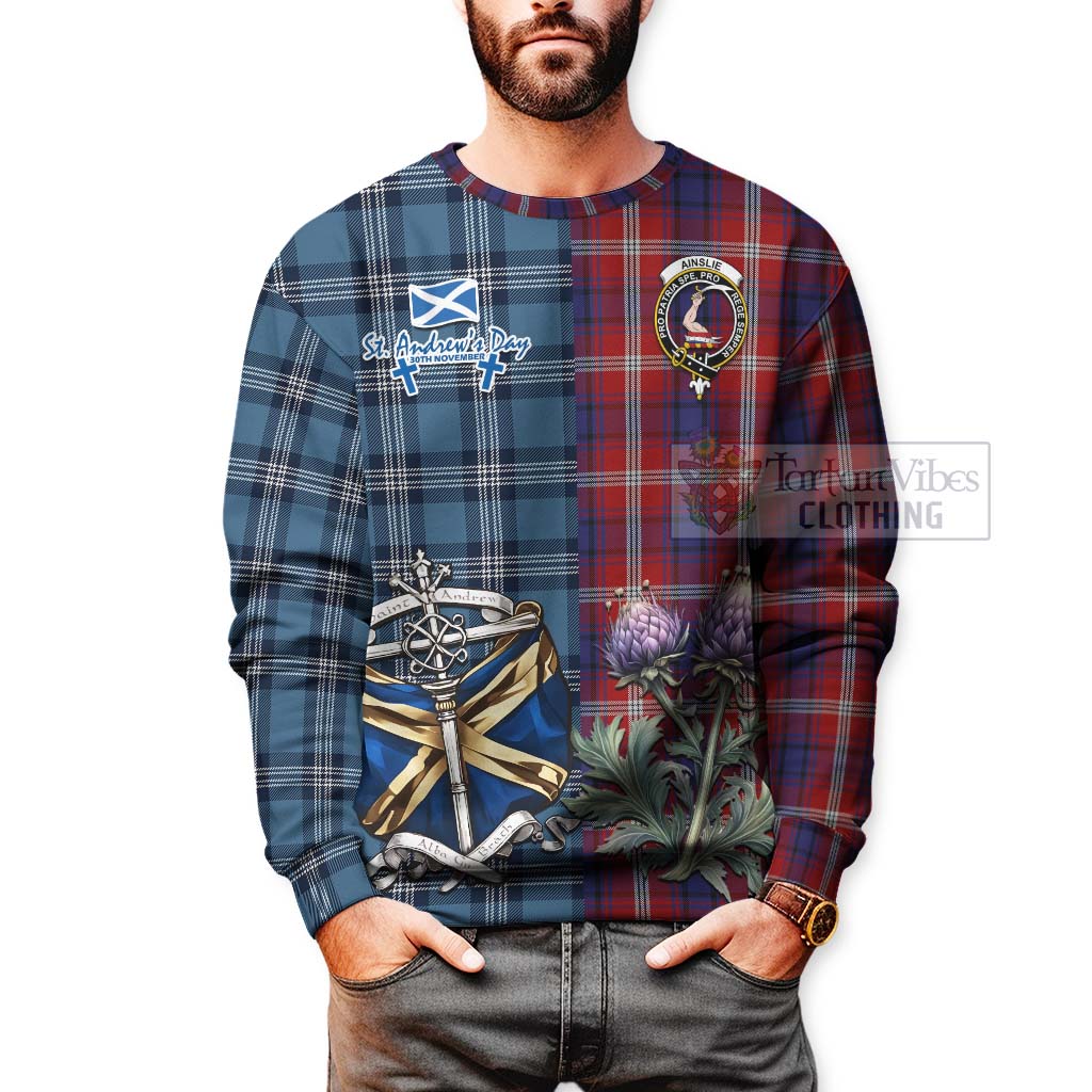 Tartan Vibes Clothing Ainslie Tartan Sweatshirt Happy St. Andrew's Day Half Tartan Style