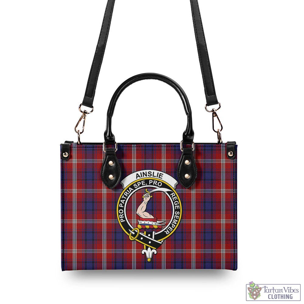 Tartan Vibes Clothing Ainslie Tartan Luxury Leather Handbags with Family Crest