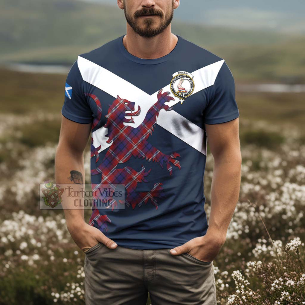 Tartan Vibes Clothing Ainslie Tartan Lion Rampant T-Shirt – Proudly Display Your Heritage with Alba Gu Brath and Clan Name