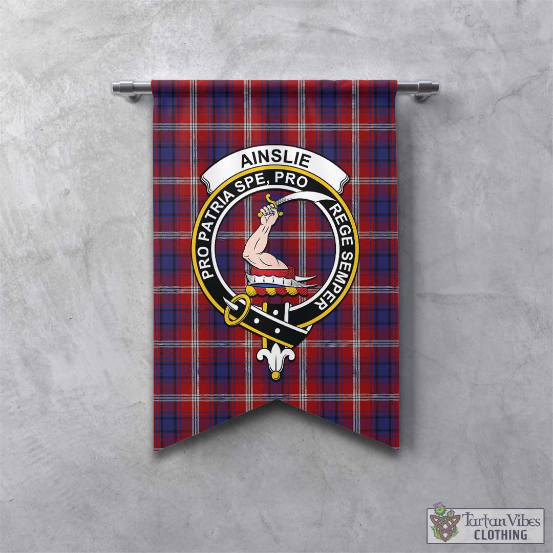 Tartan Vibes Clothing Ainslie Tartan Gonfalon, Tartan Banner with Family Crest