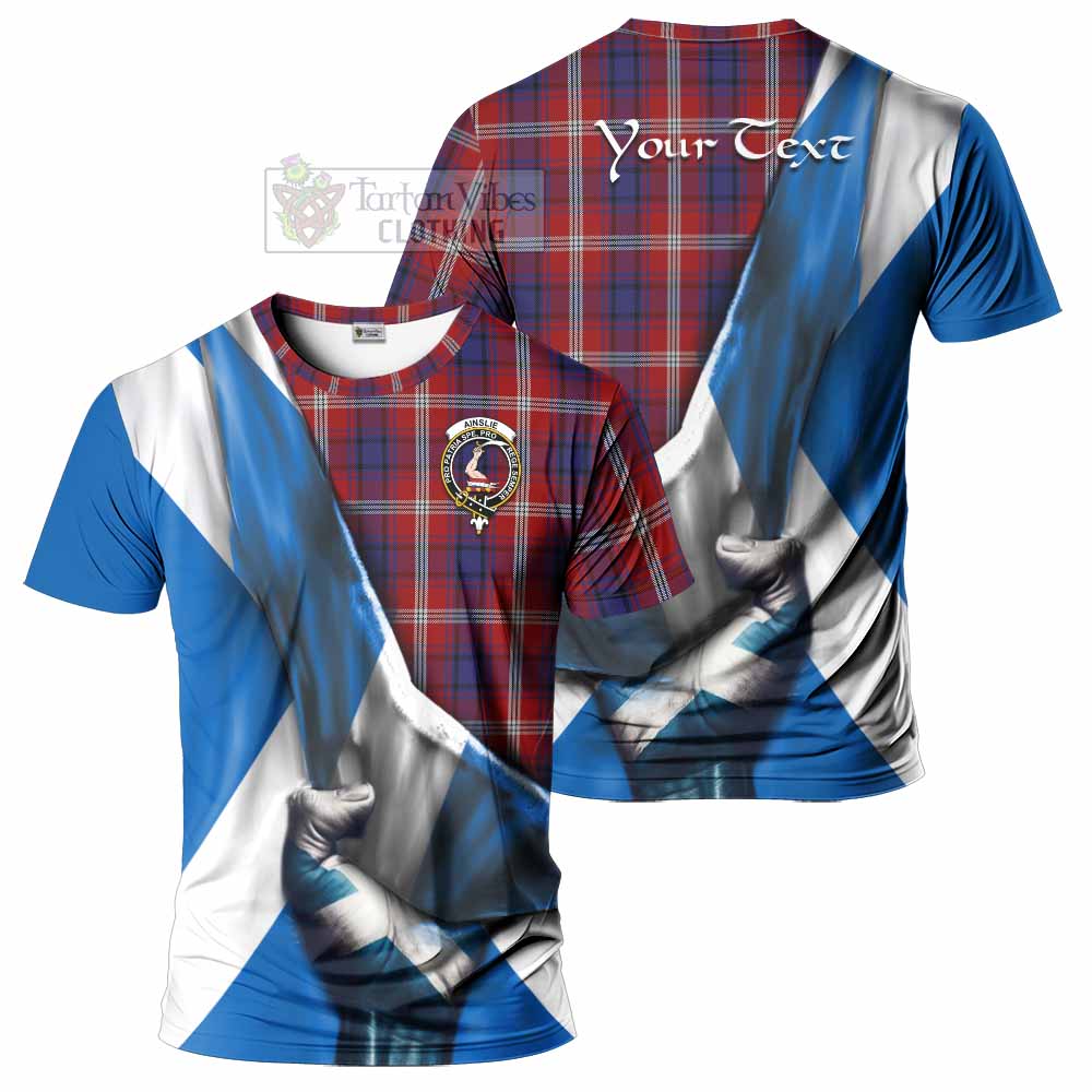 Tartan Vibes Clothing Ainslie Tartan T-Shirt with Family Crest Scotland Patriotic Style