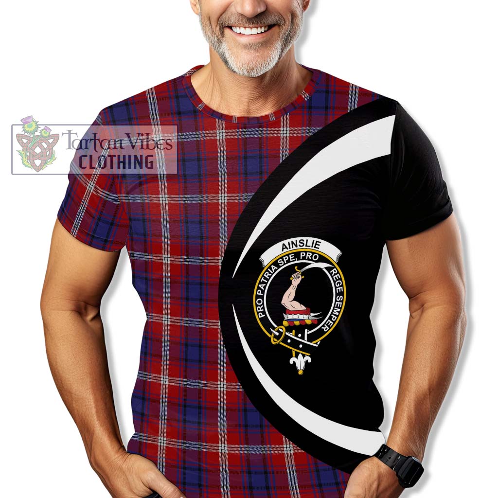 Tartan Vibes Clothing Ainslie Tartan T-Shirt with Family Crest Circle Style