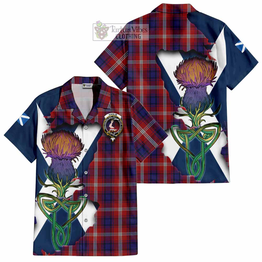 Ainslie Tartan Family Crest Hawaiian Shirt Scottish Thistle Celtic Inspired - Tartan Vibes Clothing