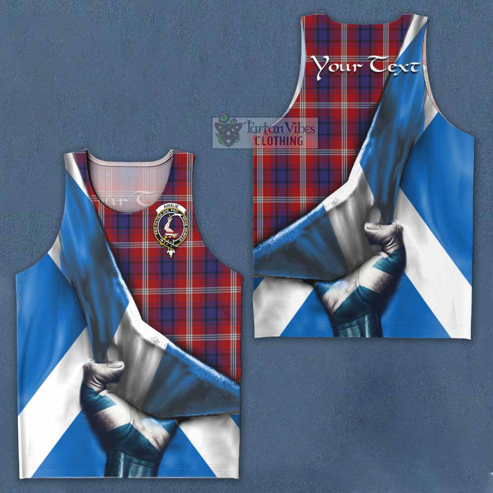 Tartan Vibes Clothing Ainslie Tartan Men's Tank Top with Family Crest Scotland Patriotic Style