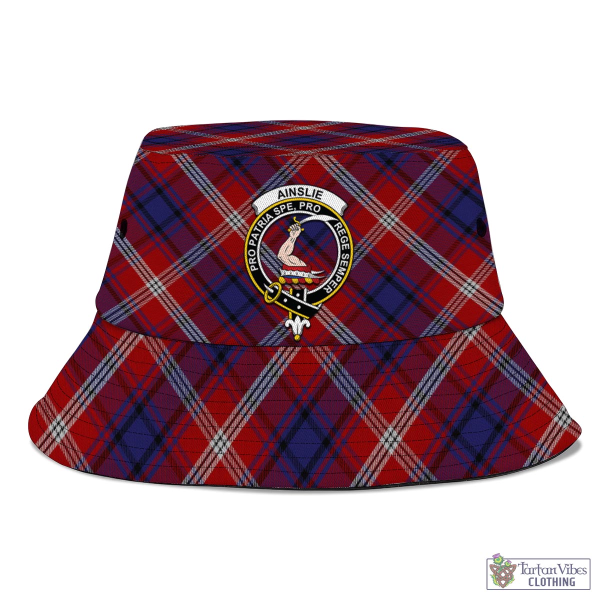 Tartan Vibes Clothing Ainslie Tartan Bucket Hat with Family Crest