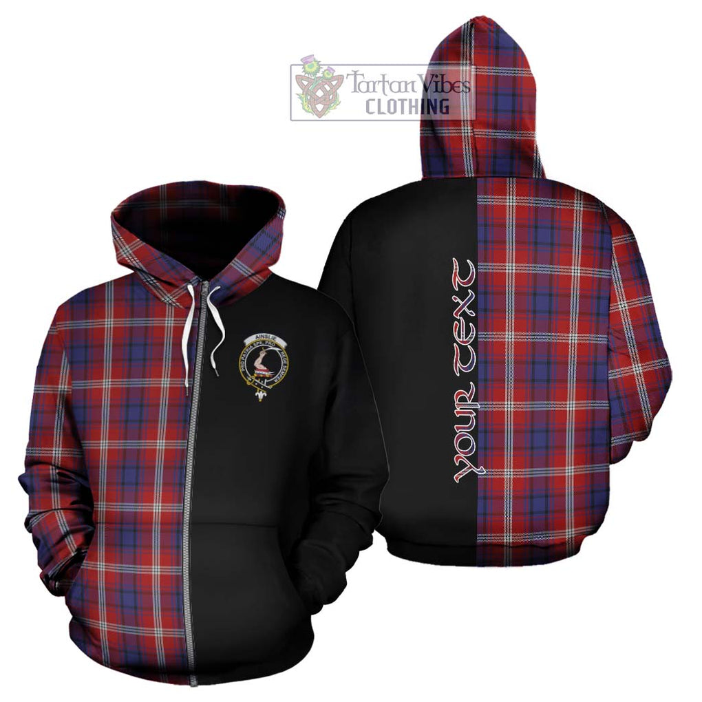 Ainslie Tartan Hoodie with Family Crest and Half Of Me Style - Tartanvibesclothing Shop