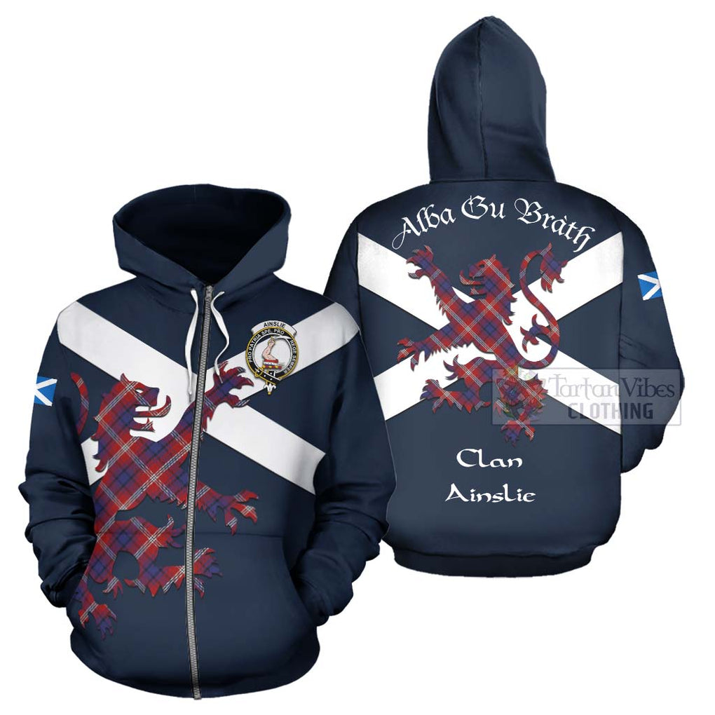 Tartan Vibes Clothing Ainslie Tartan Lion Rampant Hoodie – Proudly Display Your Heritage with Alba Gu Brath and Clan Name