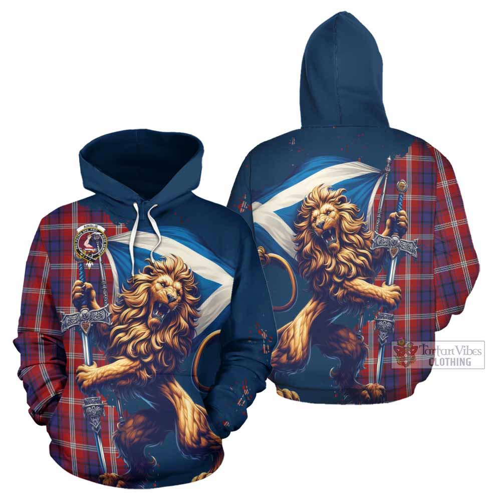 Ainslie Tartan Family Crest Hoodie with Scottish Majestic Lion