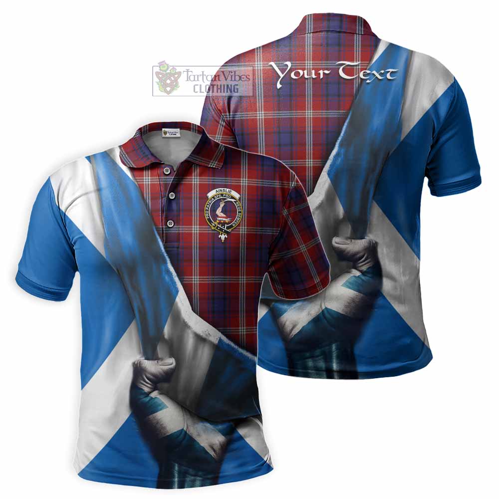 Tartan Vibes Clothing Ainslie Tartan Polo Shirt with Family Crest Scotland Patriotic Style