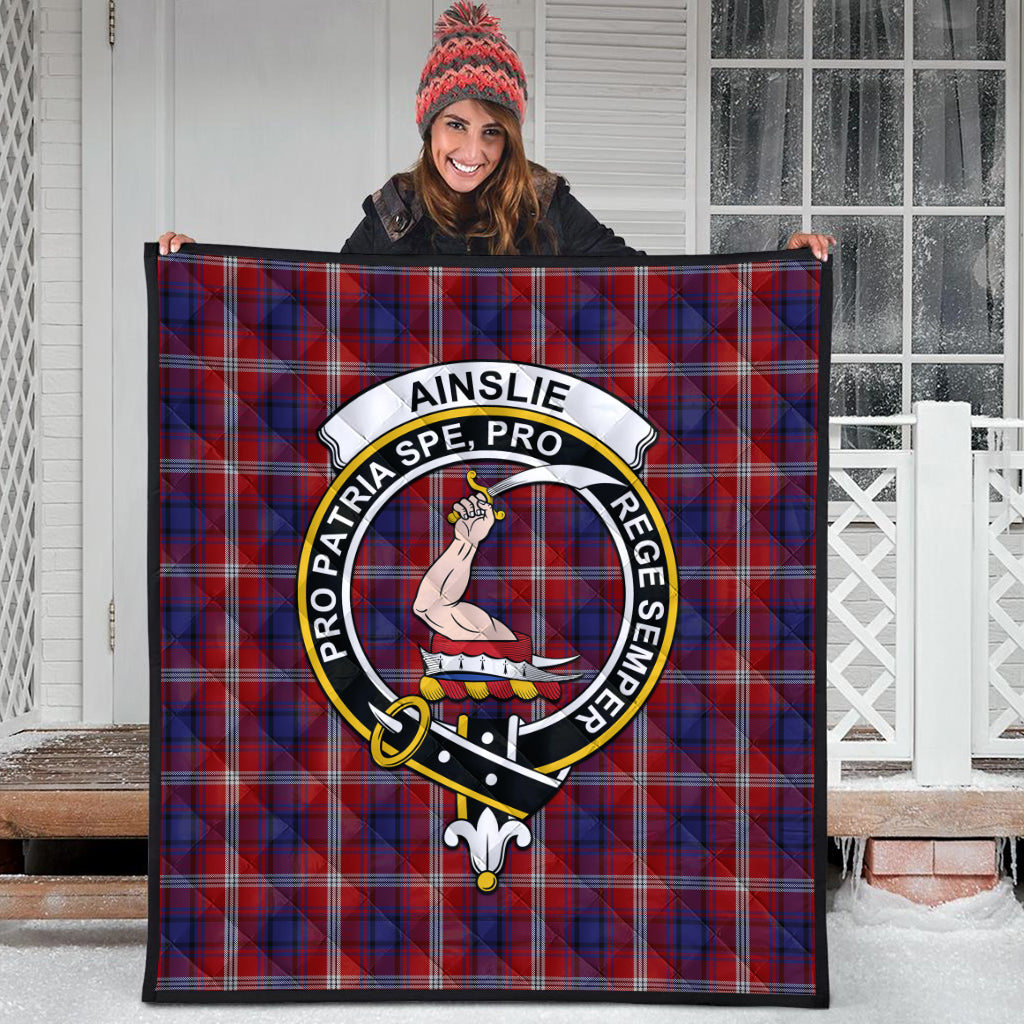 Ainslie Tartan Quilt with Family Crest - Tartanvibesclothing