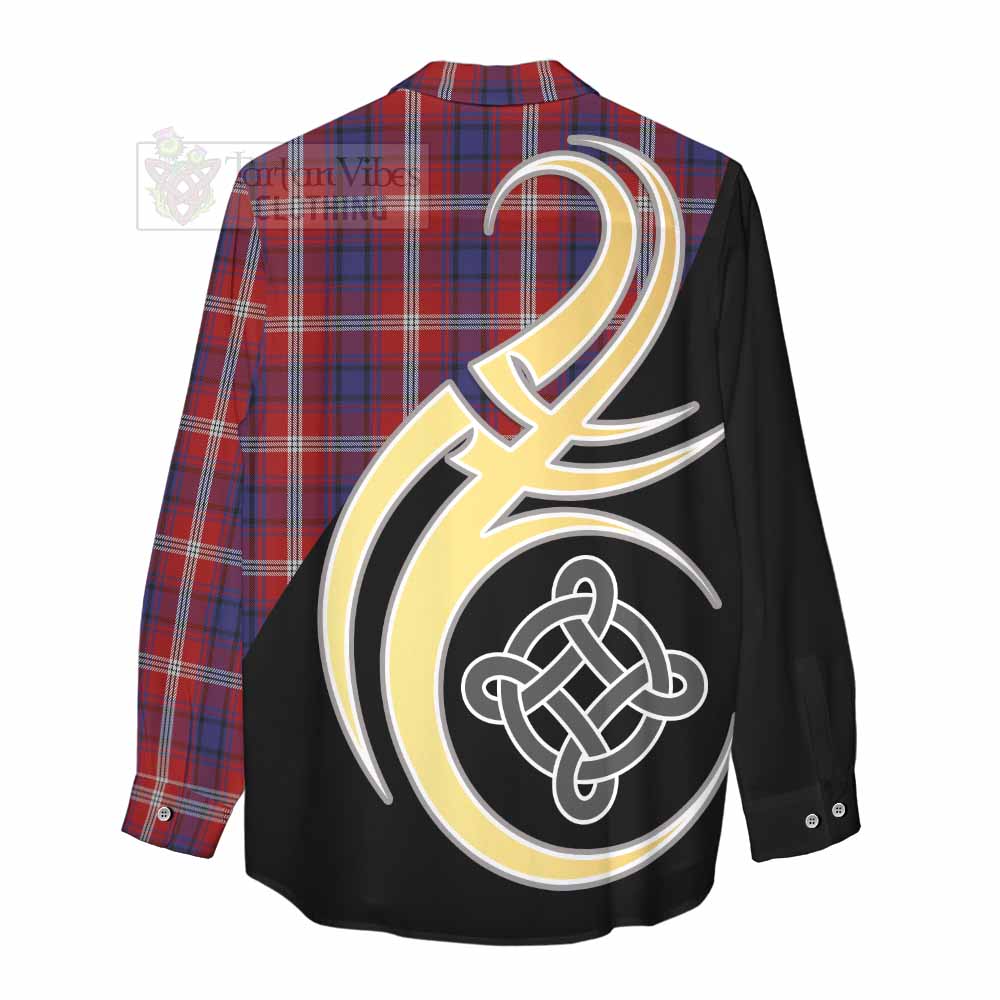 Tartan Vibes Clothing Ainslie Tartan Women's Casual Shirt with Family Crest and Celtic Symbol Style