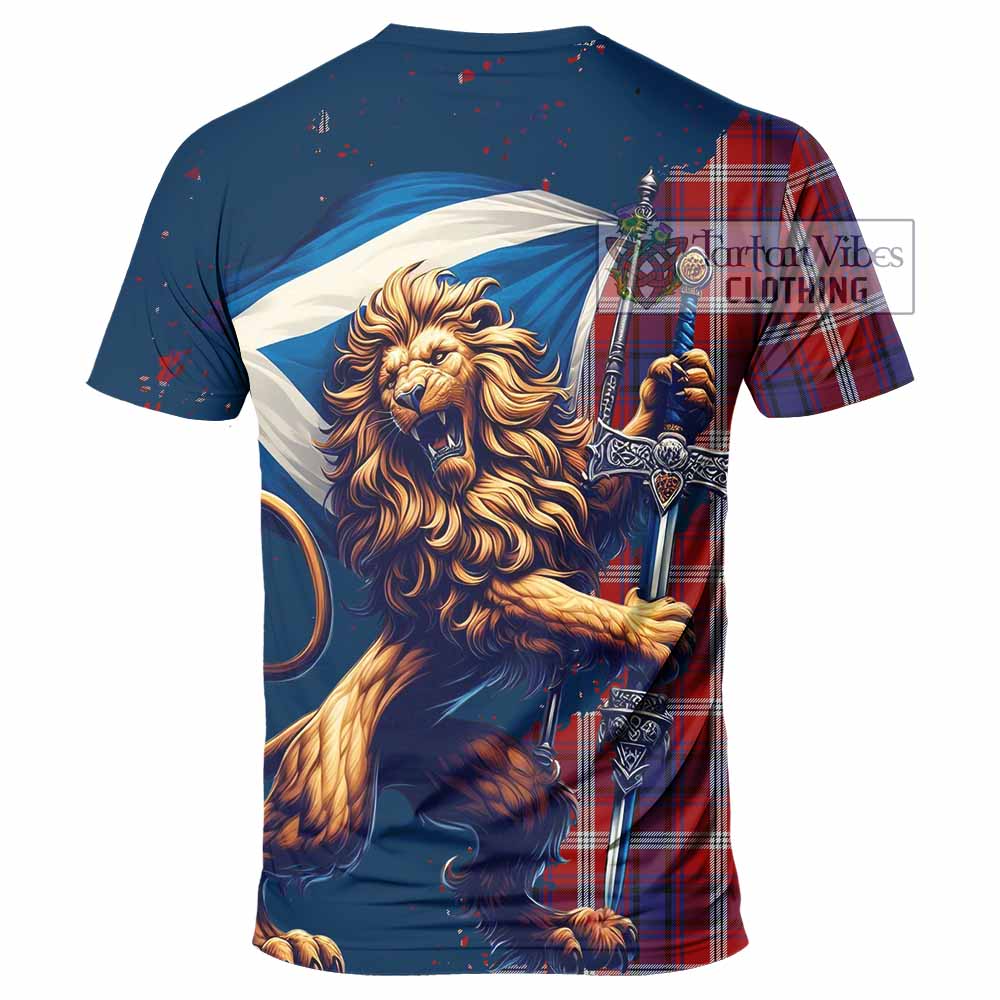 Tartan Vibes Clothing Ainslie Tartan Family Crest T-Shirt with Scottish Majestic Lion