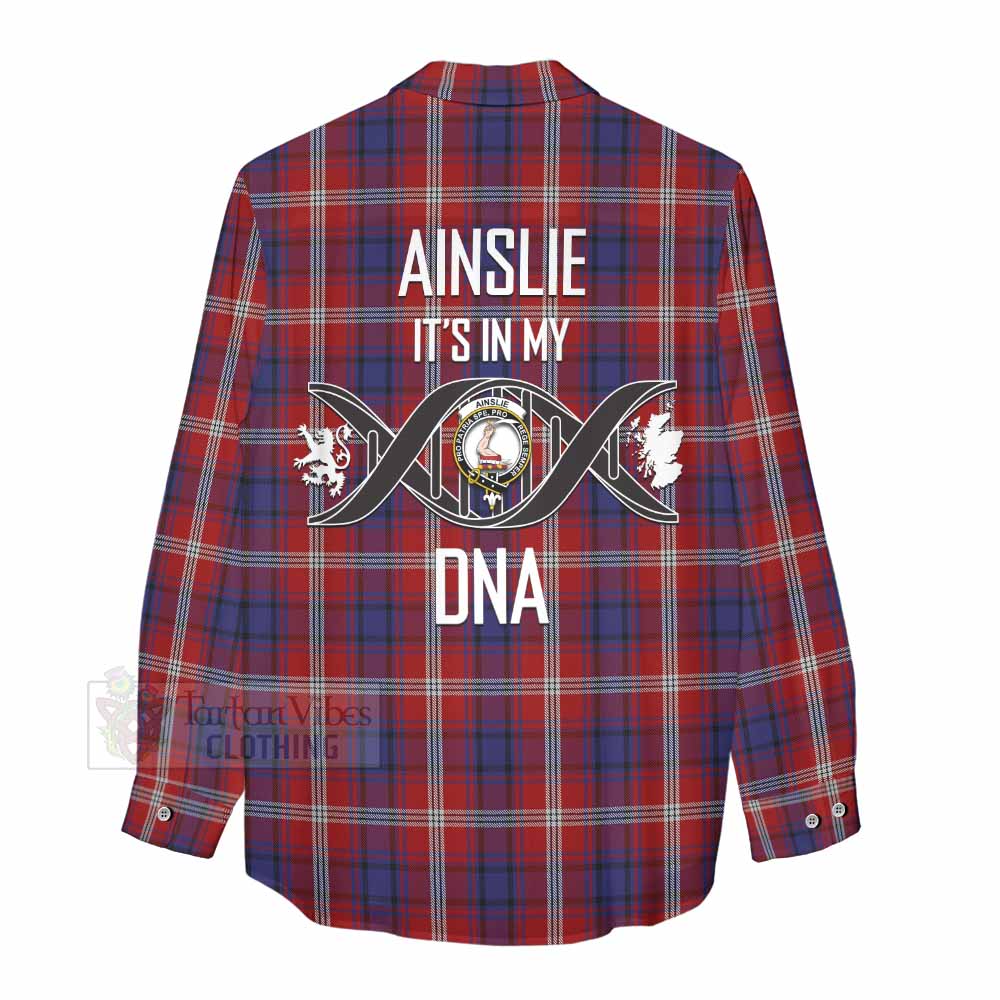 Tartan Vibes Clothing Ainslie Tartan Women's Casual Shirt with Family Crest DNA In Me Style