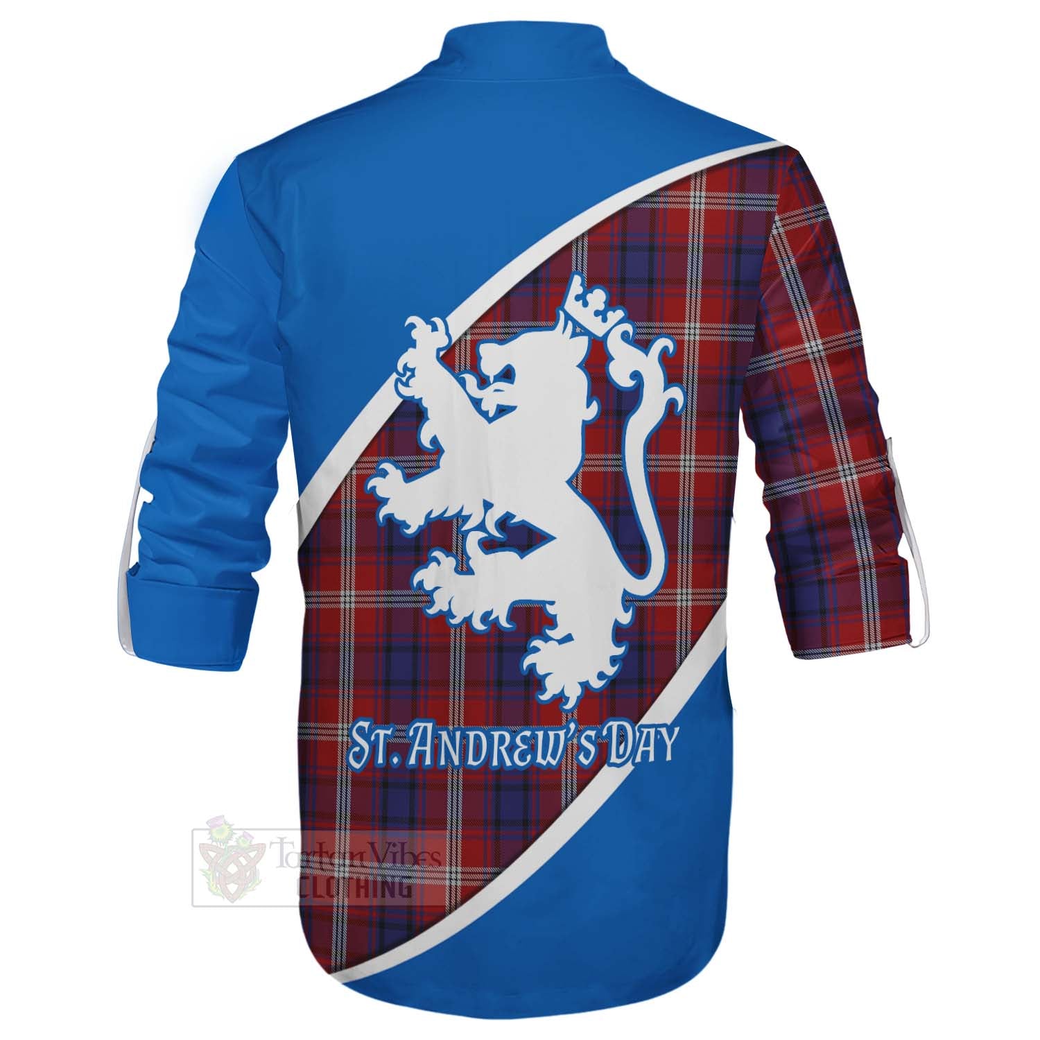 Tartan Vibes Clothing Ainslie Family Crest Tartan Ghillie Kilt Shirt Celebrate Saint Andrew's Day in Style