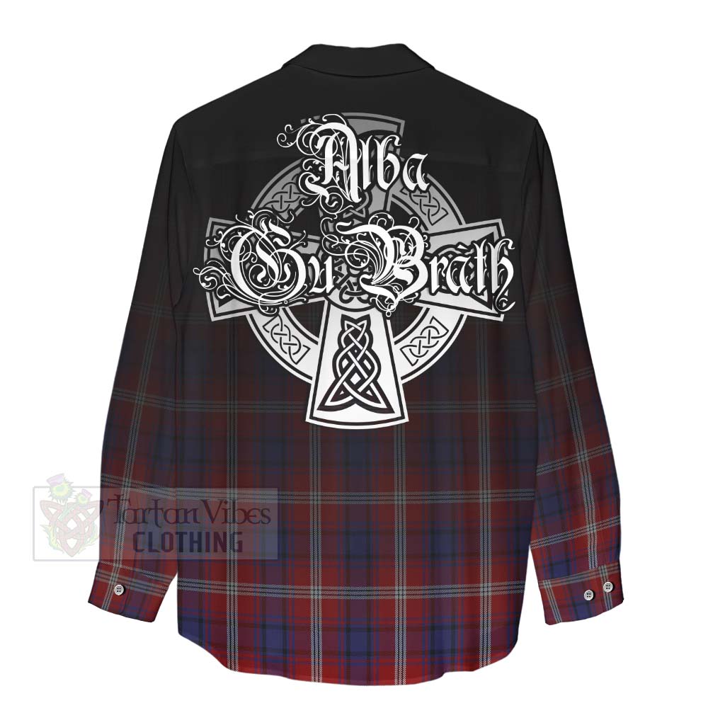 Tartan Vibes Clothing Ainslie Tartan Women's Casual Shirt Featuring Alba Gu Brath Family Crest Celtic Inspired