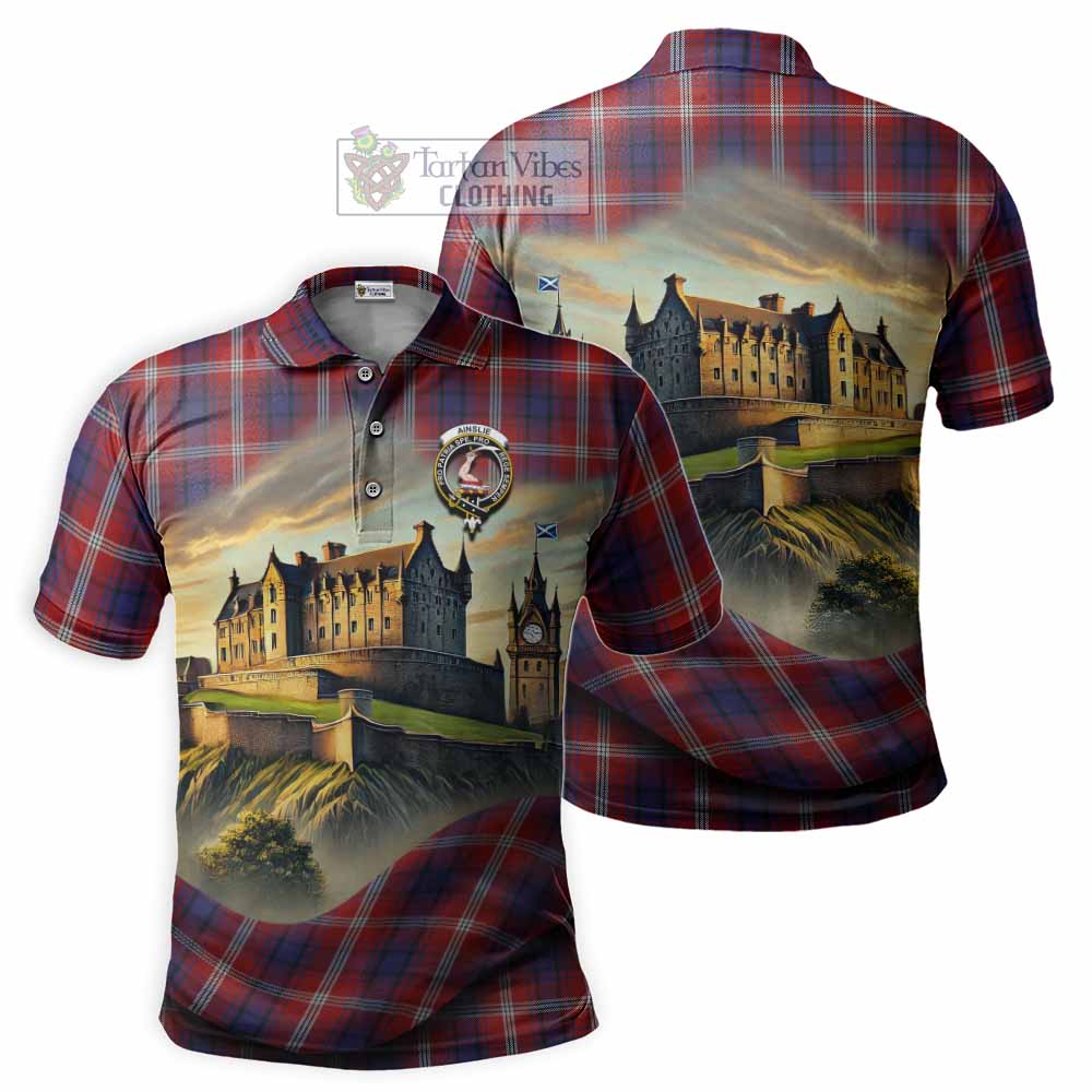 Ainslie Tartan Family Crest Polo Shirt with Scottish Ancient Castle Style - Tartan Vibes Clothing