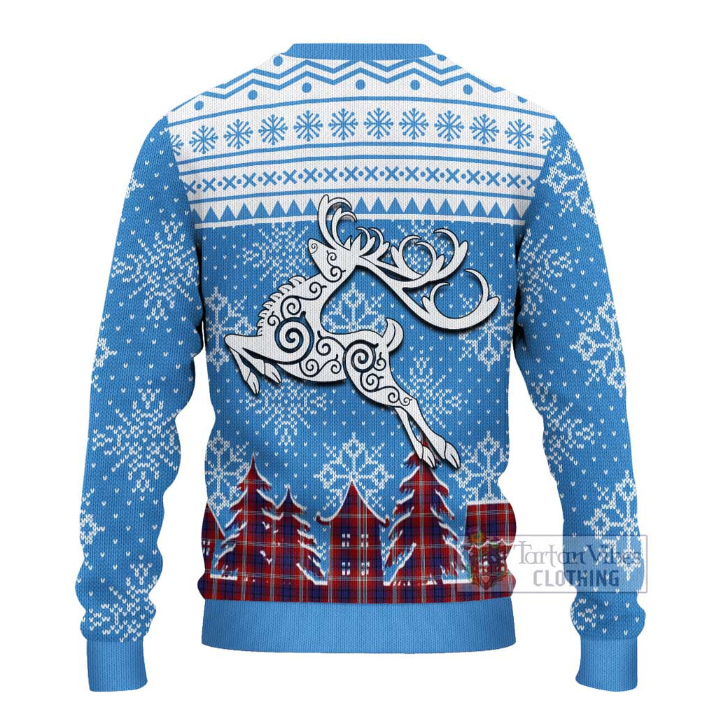 Tartan Vibes Clothing Ainslie Clan Christmas Ugly Sweater with Tartan and Celtic Raindeer Style