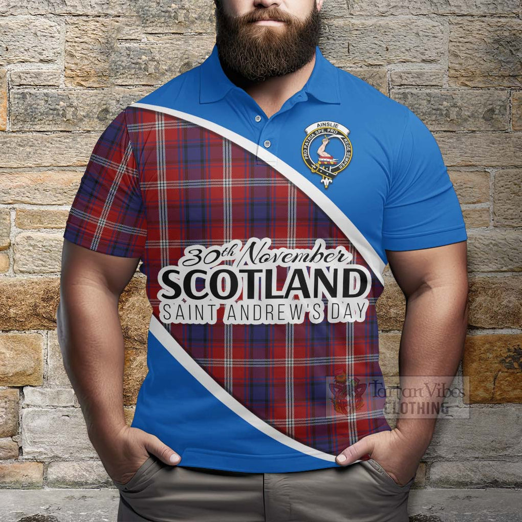 Tartan Vibes Clothing Ainslie Family Crest Tartan Polo Shirt Celebrate Saint Andrew's Day in Style