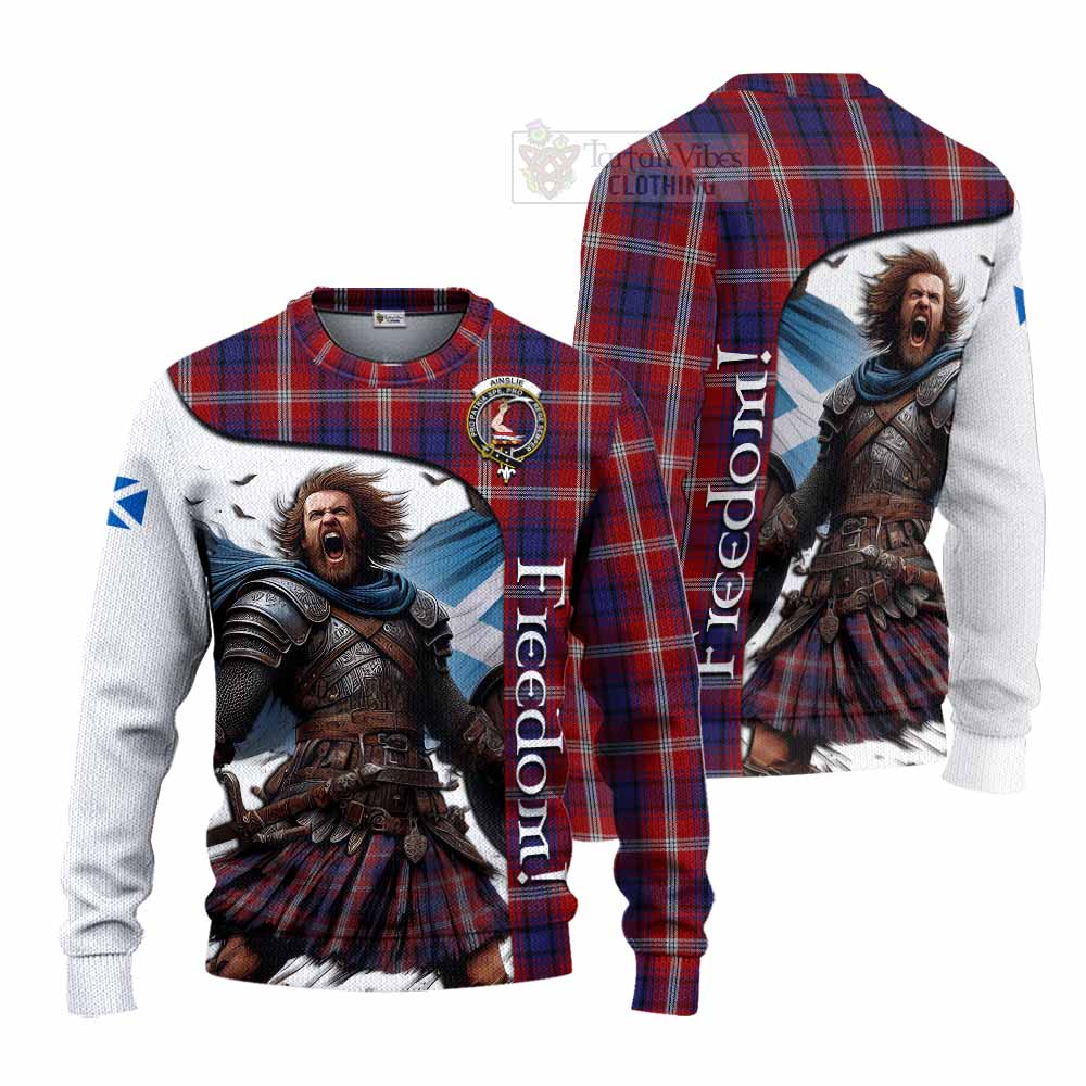 Tartan Vibes Clothing Ainslie Crest Tartan Knitted Sweater Inspired by the Freedom of Scottish Warrior