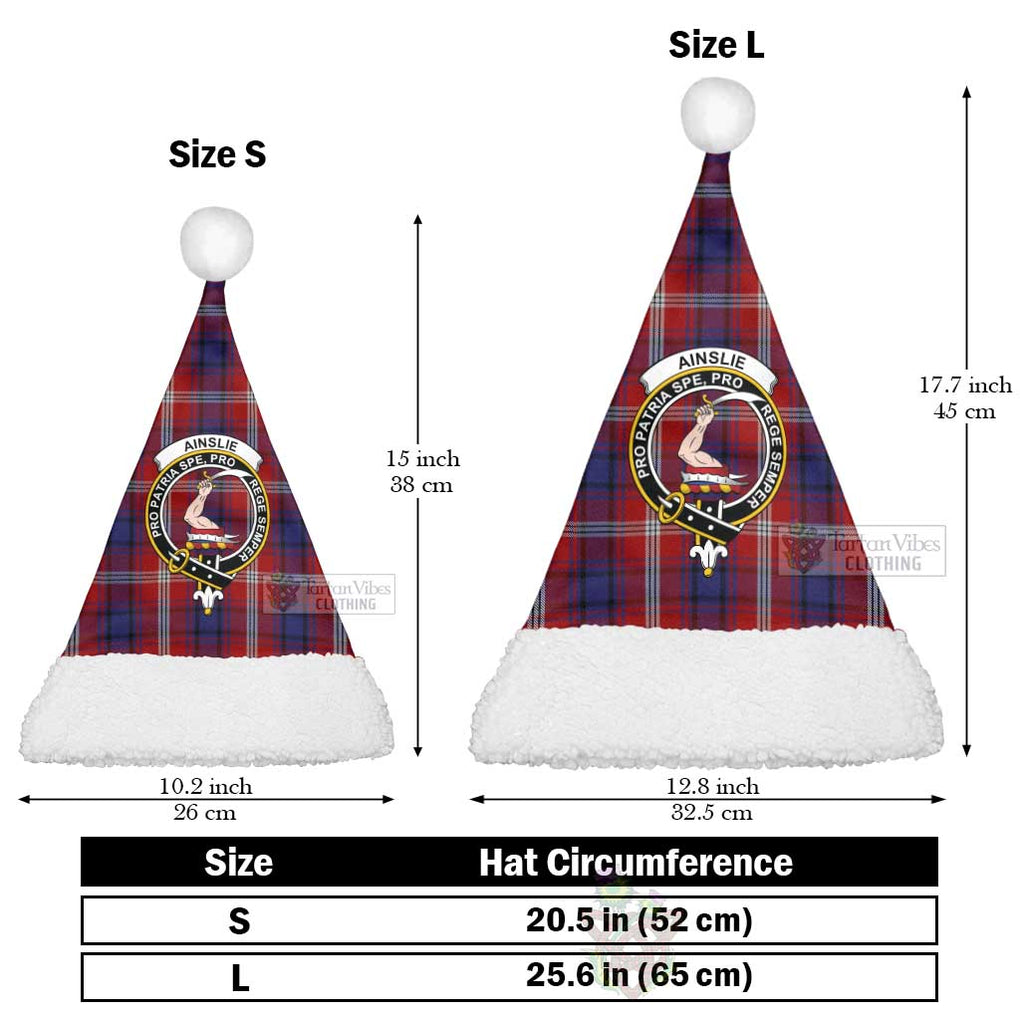 Tartan Vibes Clothing Ainslie Tartan Christmas Santa Hats with Family Crest