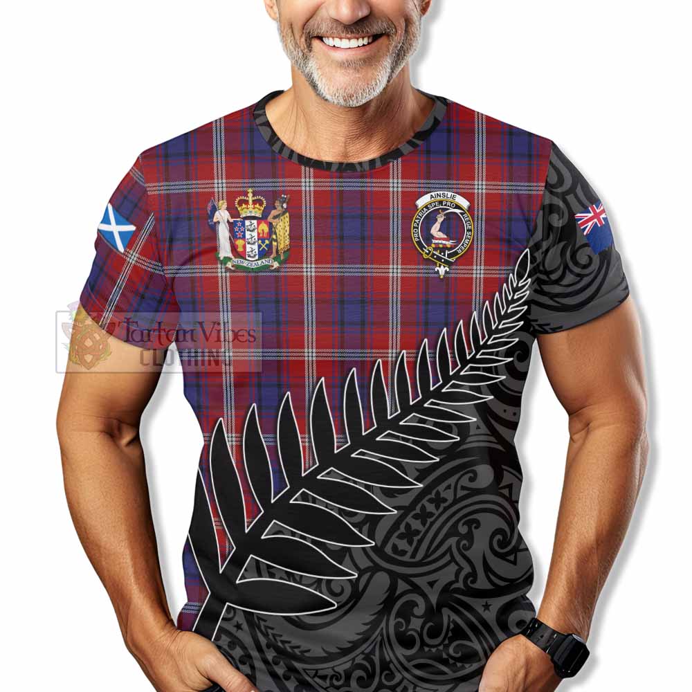 Tartan Vibes Clothing Ainslie Crest Tartan T-Shirt with New Zealand Silver Fern Half Style