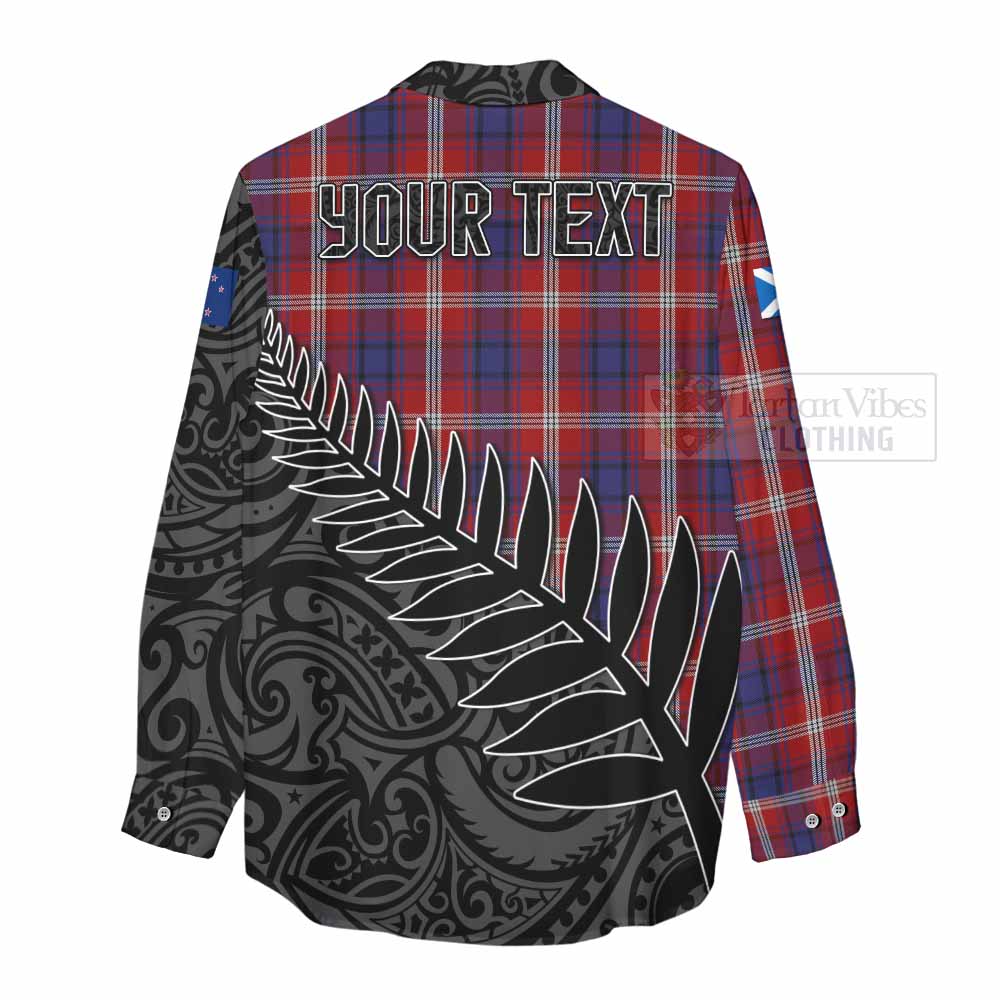 Tartan Vibes Clothing Ainslie Crest Tartan Women's Casual Shirt with New Zealand Silver Fern Half Style