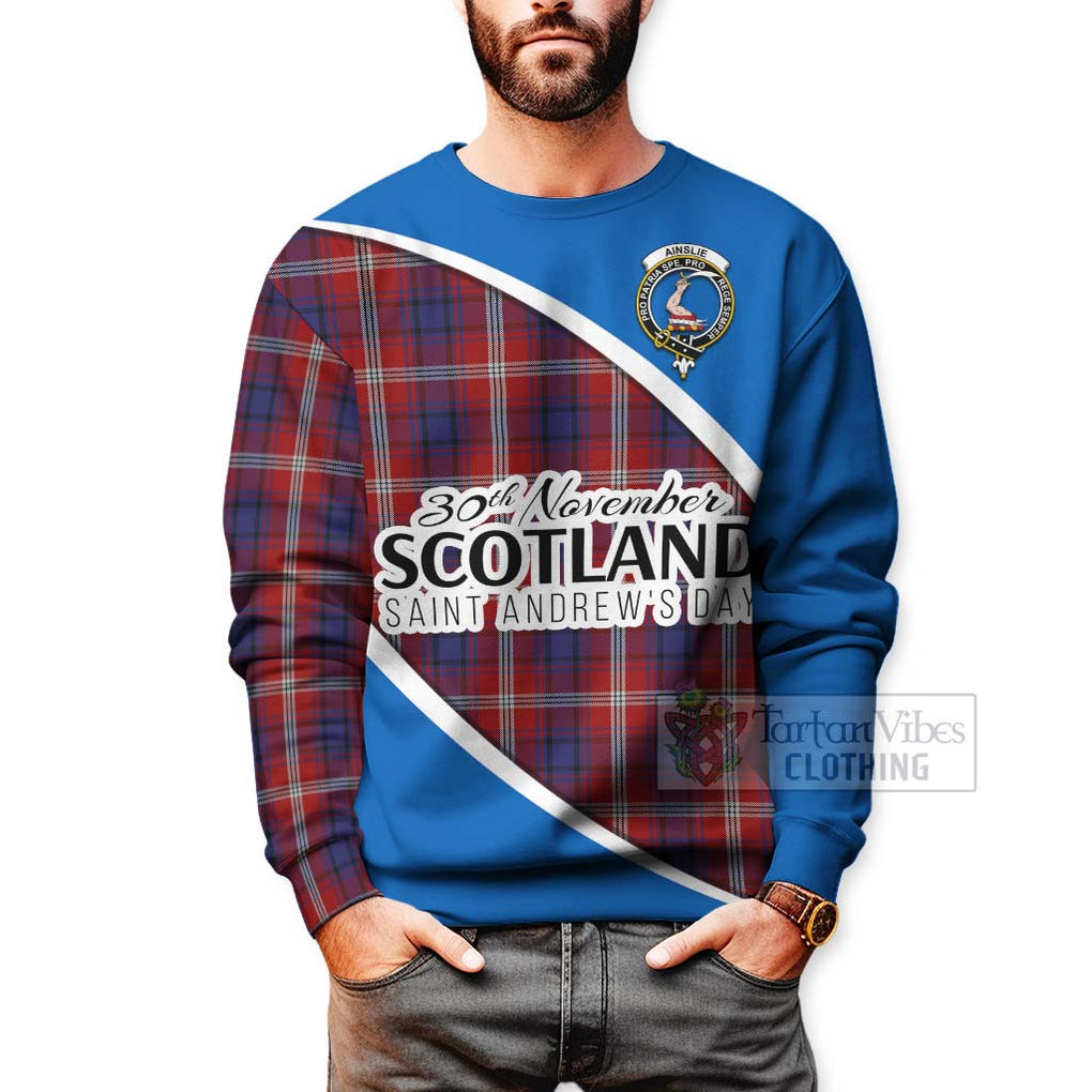 Tartan Vibes Clothing Ainslie Family Crest Tartan Sweatshirt Celebrate Saint Andrew's Day in Style