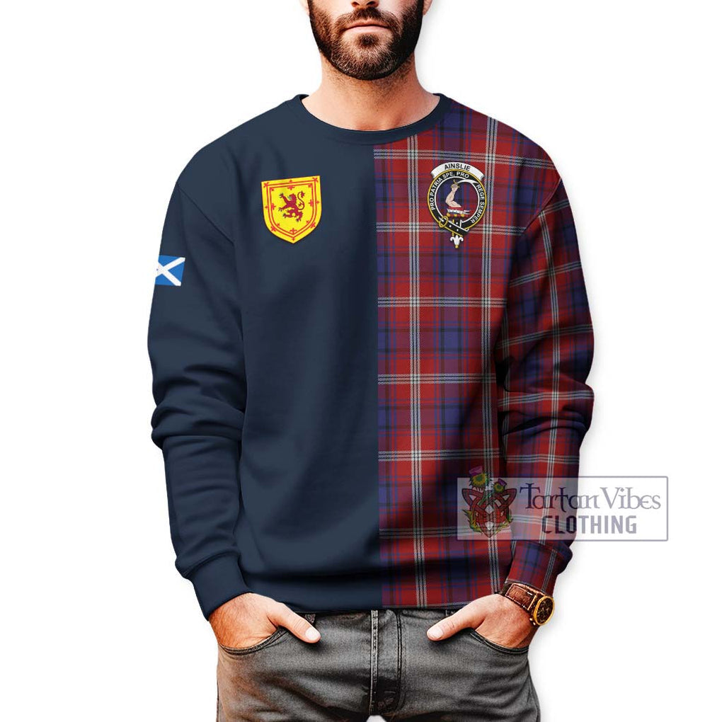 Tartan Vibes Clothing Ainslie Tartan Sweatshirt with Scottish Lion Royal Arm Half Style