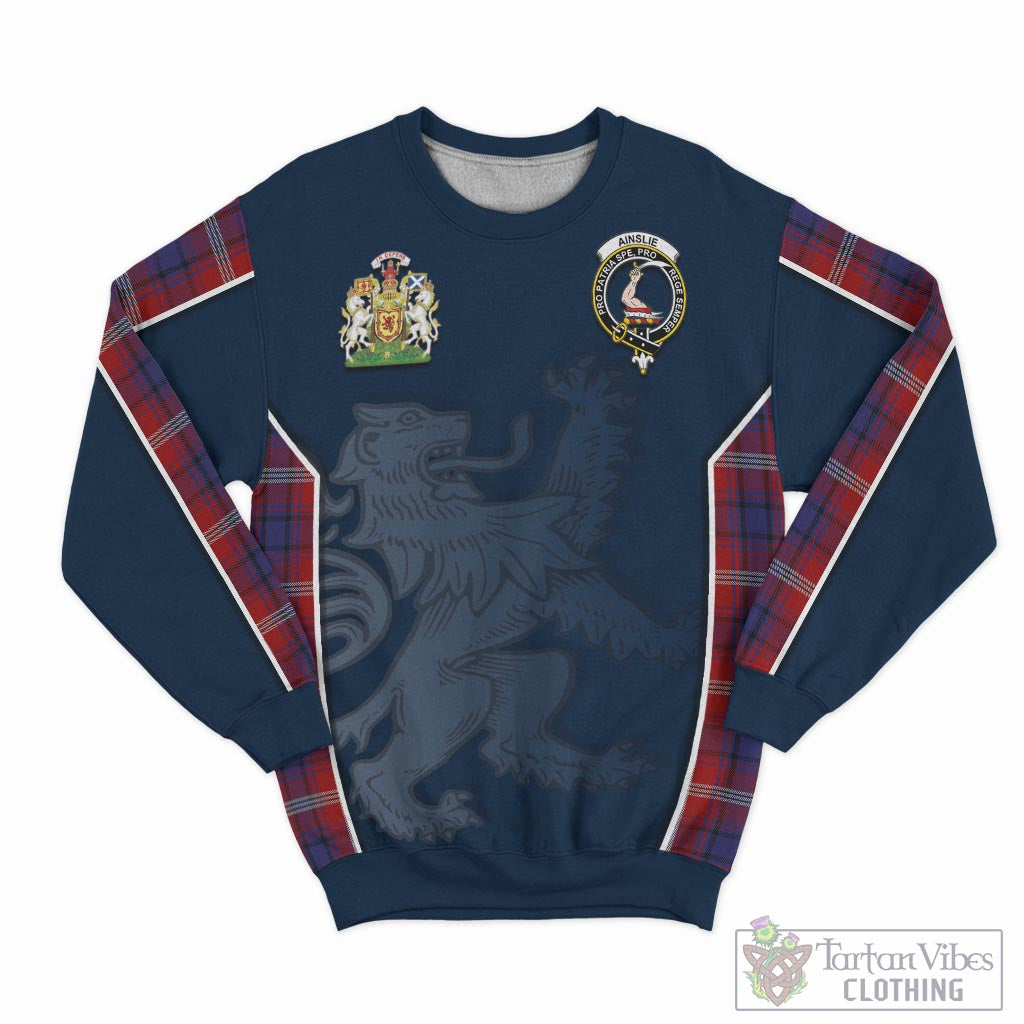 Tartan Vibes Clothing Ainslie Tartan Sweater with Family Crest and Lion Rampant Vibes Sport Style