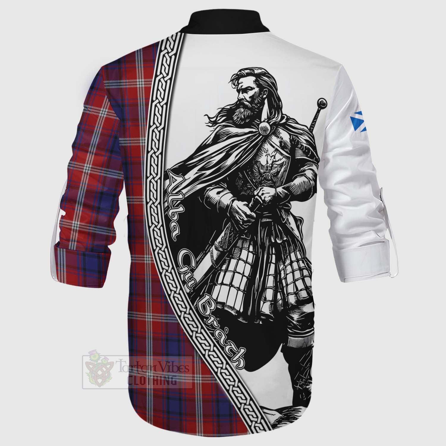 Tartan Vibes Clothing Ainslie Tartan Clan Crest Ghillie Kilt Shirt with Highlander Warrior Celtic Style