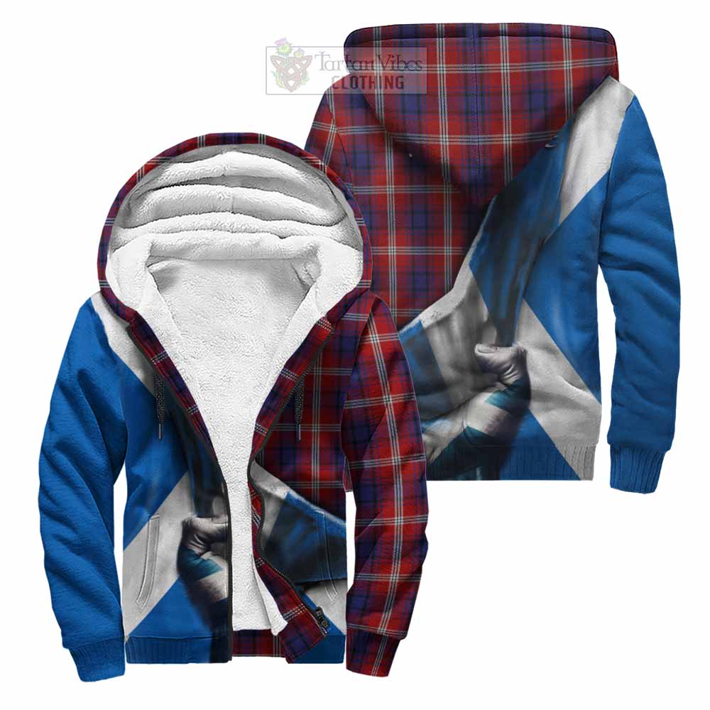 Tartan Vibes Clothing Ainslie Tartan Sherpa Hoodie with Family Crest Scotland Patriotic Style