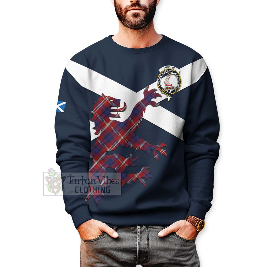 Tartan Vibes Clothing Ainslie Tartan Lion Rampant Sweatshirt – Proudly Display Your Heritage with Alba Gu Brath and Clan Name