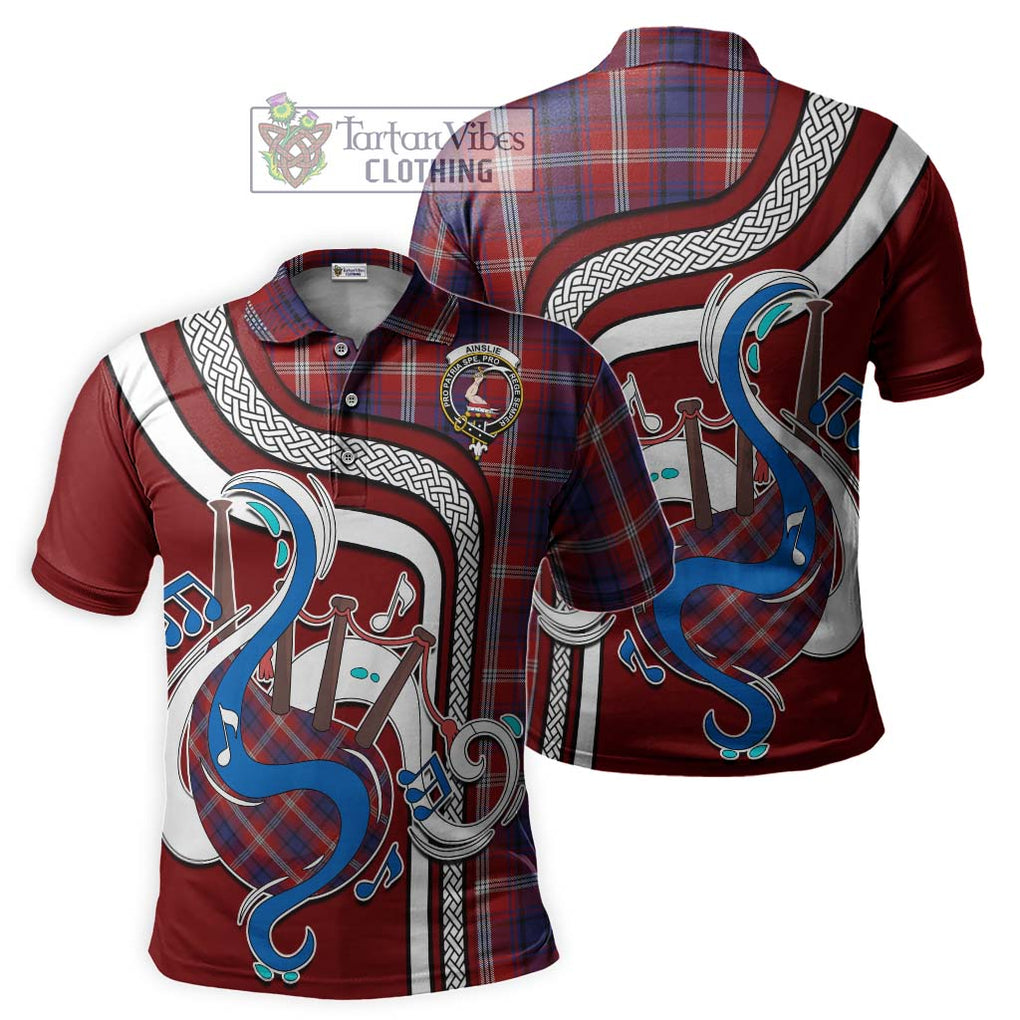 Tartan Vibes Clothing Ainslie Tartan Polo Shirt with Epic Bagpipe Style