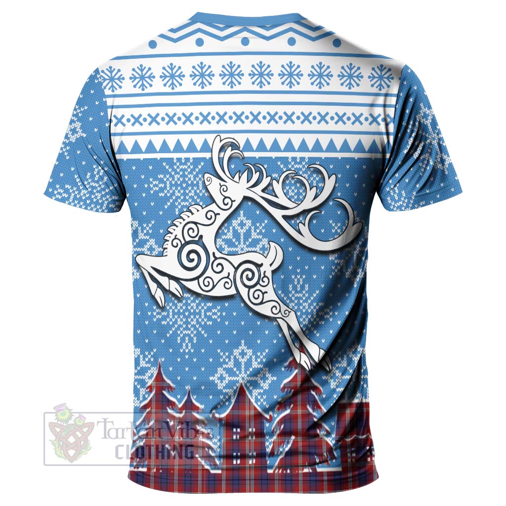 Tartan Vibes Clothing Ainslie Clan Christmas T-Shirt Celtic Reindeer Style