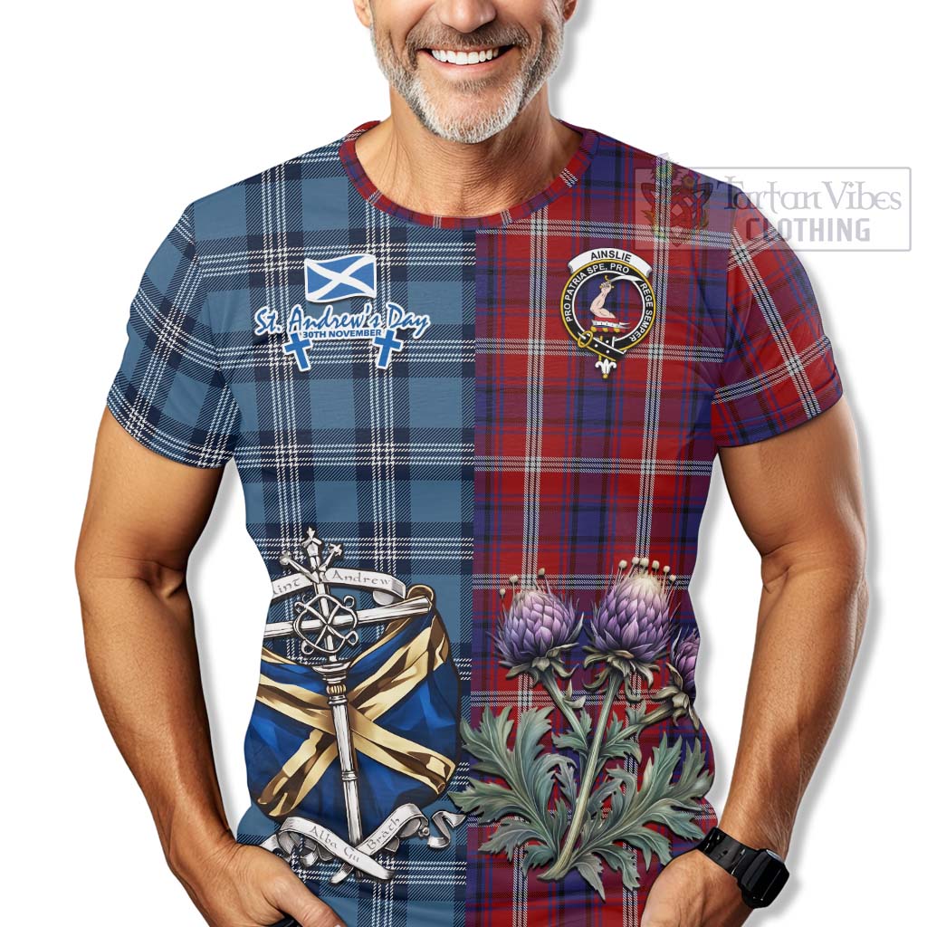 Tartan Vibes Clothing Ainslie Tartan T-Shirt Happy St. Andrew's Day Half Tartan Style