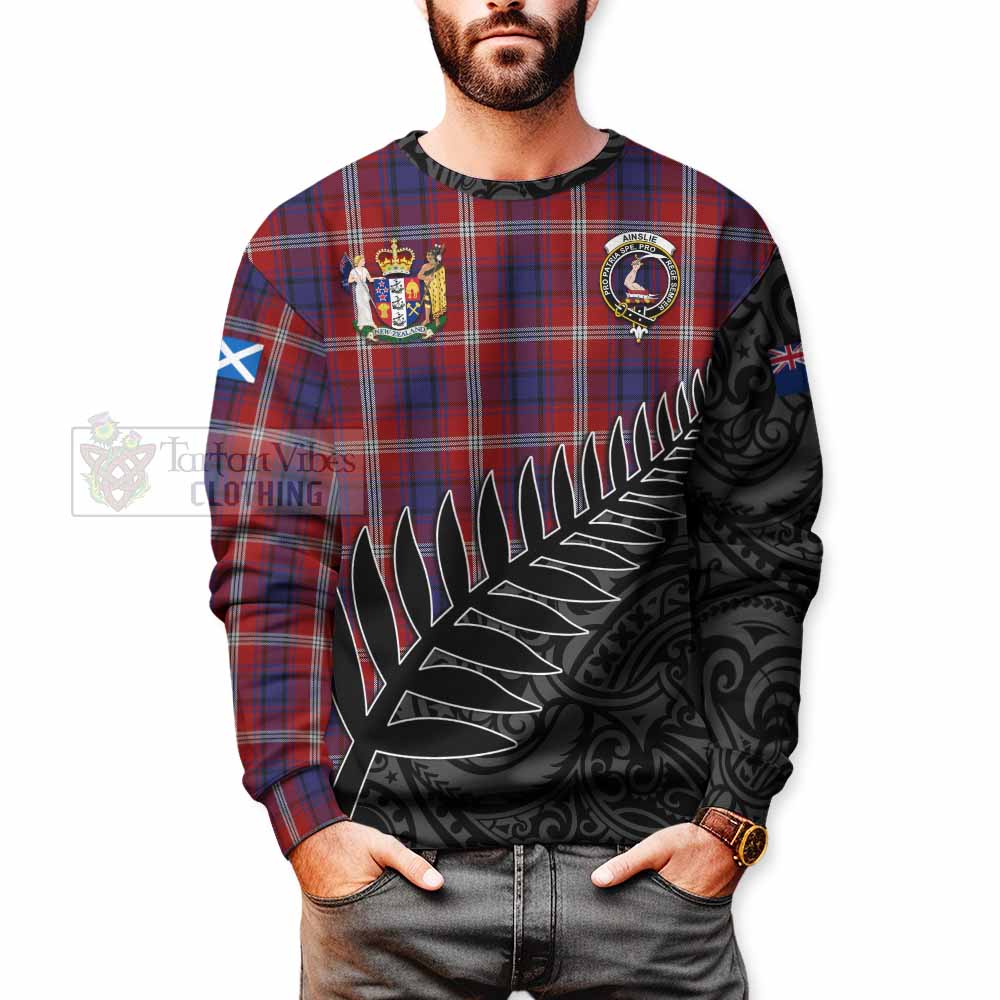 Tartan Vibes Clothing Ainslie Crest Tartan Sweatshirt with New Zealand Silver Fern Half Style