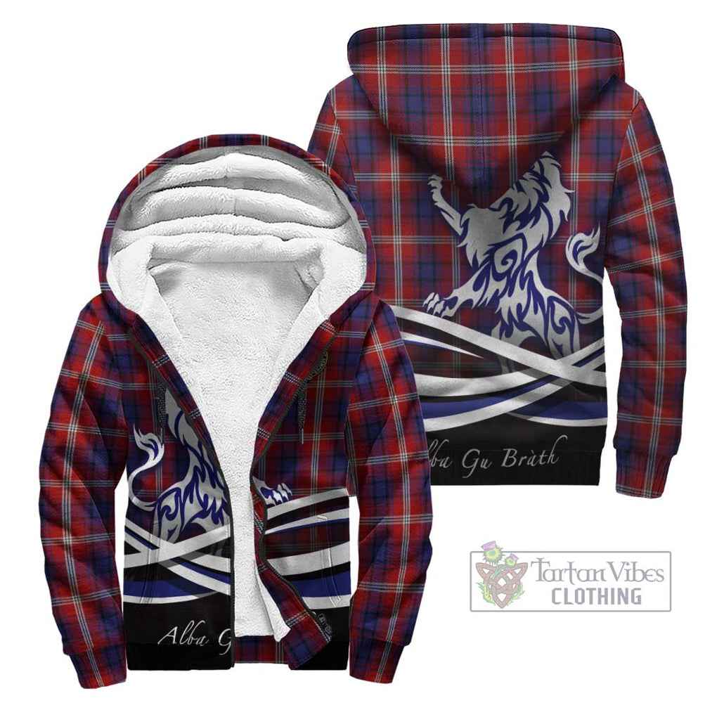 Ainslie Tartan Sherpa Hoodie with Alba Gu Brath Regal Lion Emblem Unisex - Tartanvibesclothing Shop