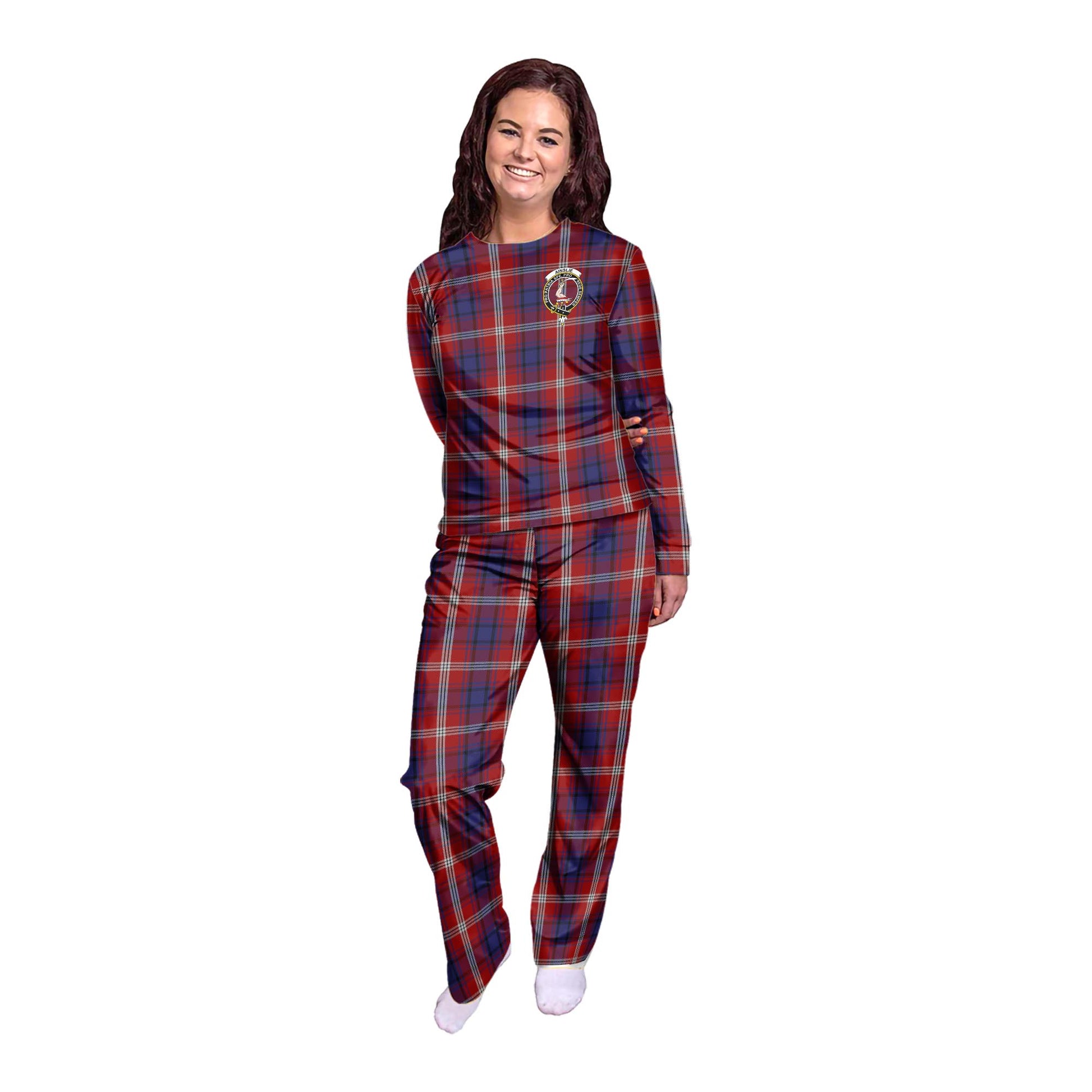 Ainslie Tartan Pajamas Family Set with Family Crest - Tartanvibesclothing