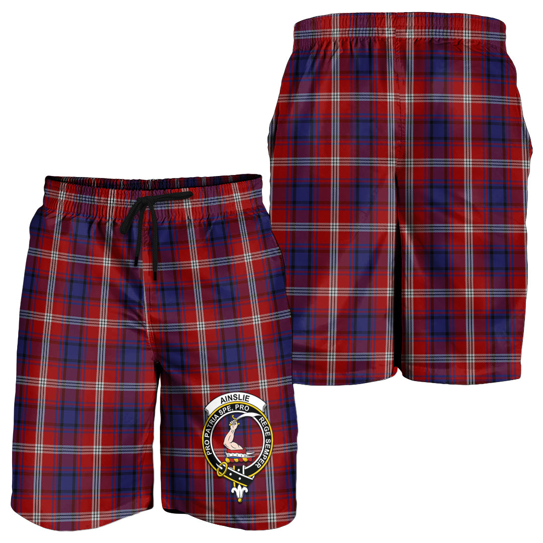Ainslie Tartan Mens Shorts with Family Crest - Tartan Vibes Clothing
