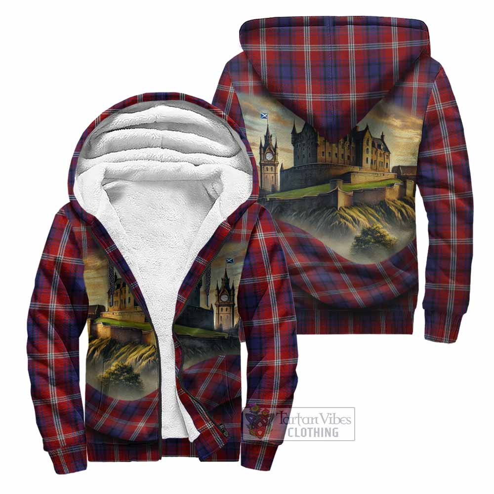 Ainslie Tartan Family Crest Sherpa Hoodie with Scottish Ancient Castle Style Unisex - Tartan Vibes Clothing