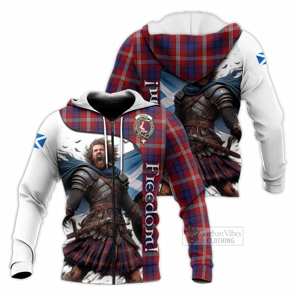 Tartan Vibes Clothing Ainslie Crest Tartan Knitted Hoodie Inspired by the Freedom of Scottish Warrior