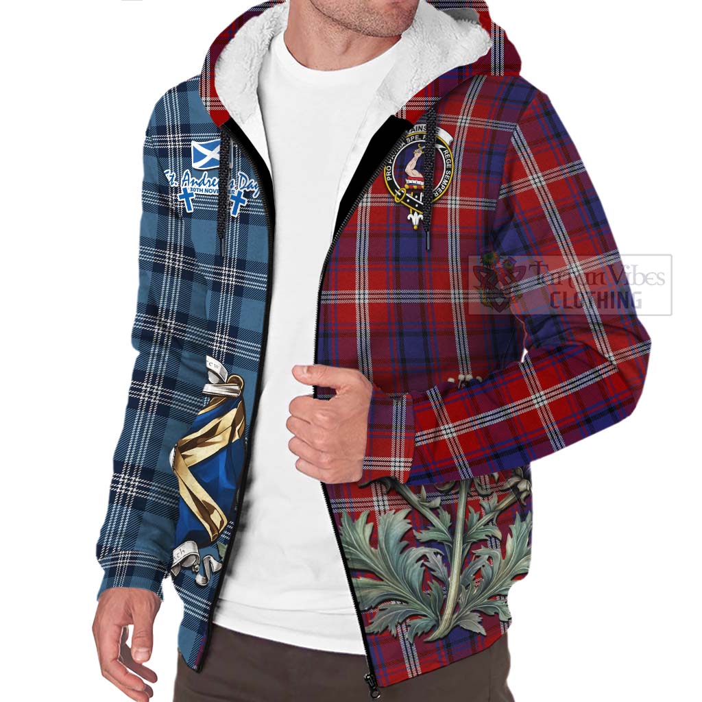 Tartan Vibes Clothing Ainslie Tartan Sherpa Hoodie Happy St. Andrew's Day Half Tartan Style