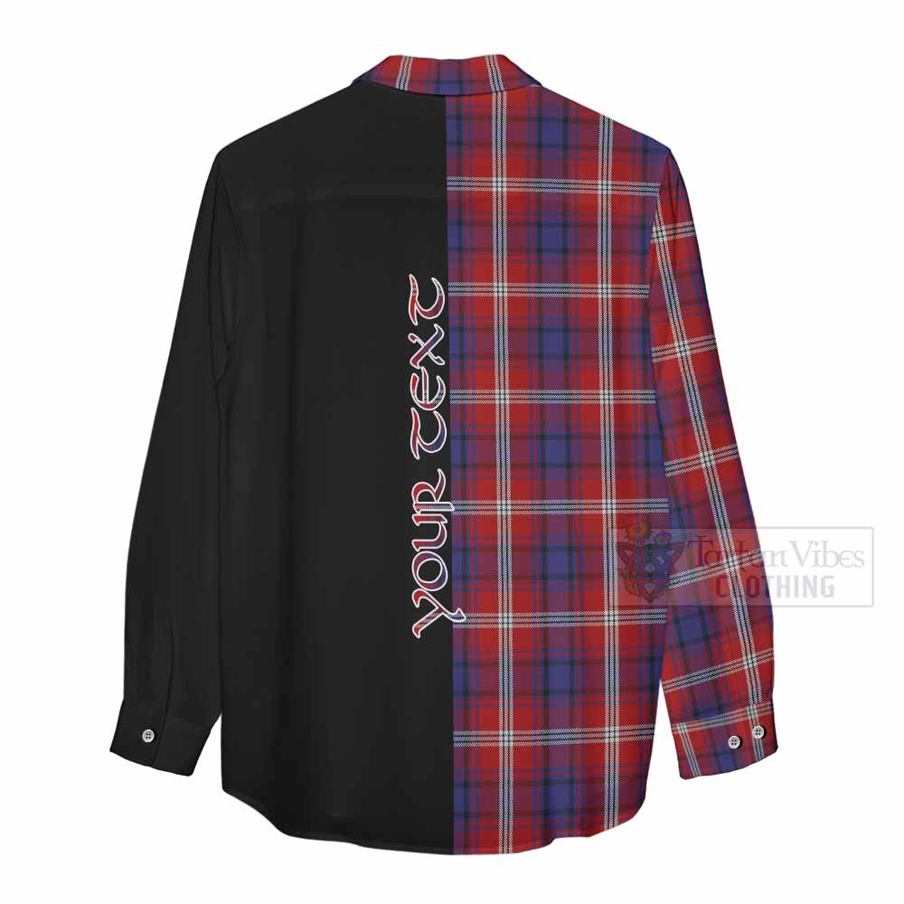 Tartan Vibes Clothing Ainslie Tartan Women's Casual Shirt with Family Crest and Half Of Me Style