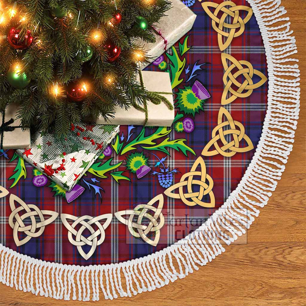 Tartan Vibes Clothing Ainslie Tartan Christmas Tree Skirt with Thistle Celtic Knot Style