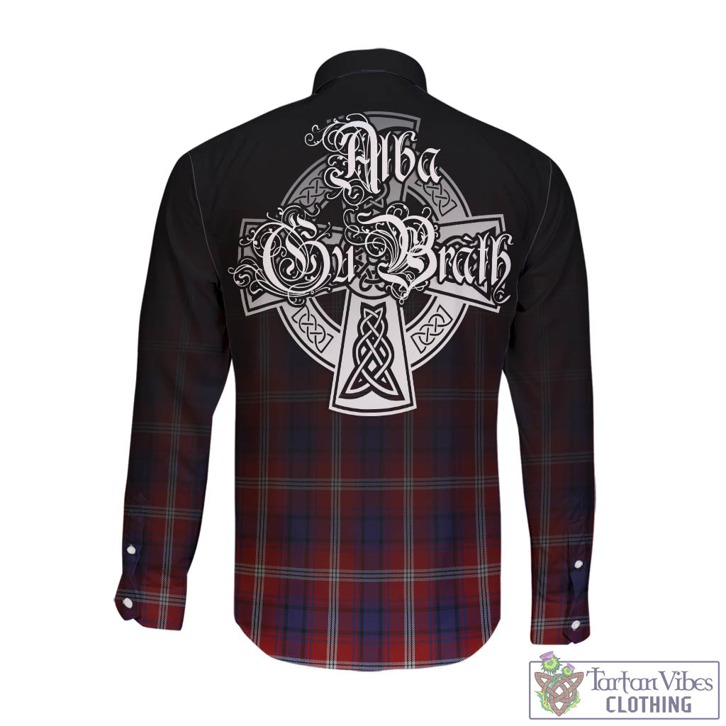 Tartan Vibes Clothing Ainslie Tartan Long Sleeve Button Up Featuring Alba Gu Brath Family Crest Celtic Inspired