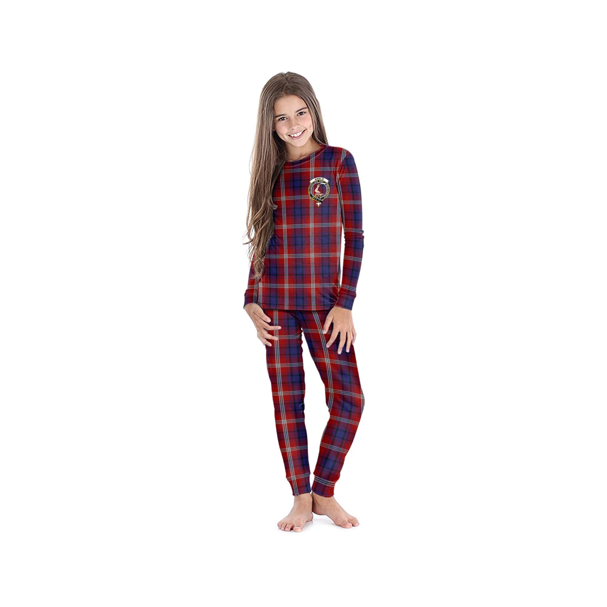 Ainslie Tartan Pajamas Family Set with Family Crest - Tartanvibesclothing